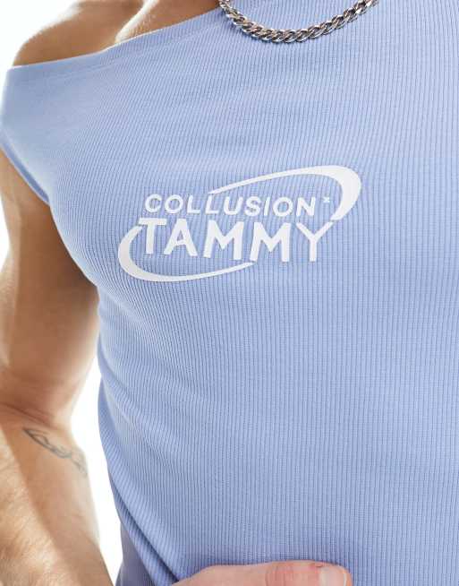 COLLUSION x TAMMY off the shoulder top in blue