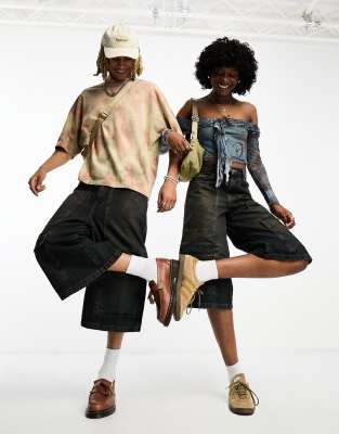 COLLUSION x TAMMY unisex oversized utility shorts in acid wash - ASOS Price Checker