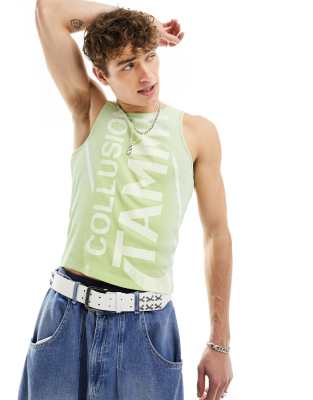 COLLUSION x TAMMY ribbed acid wash tank top in lime-Green