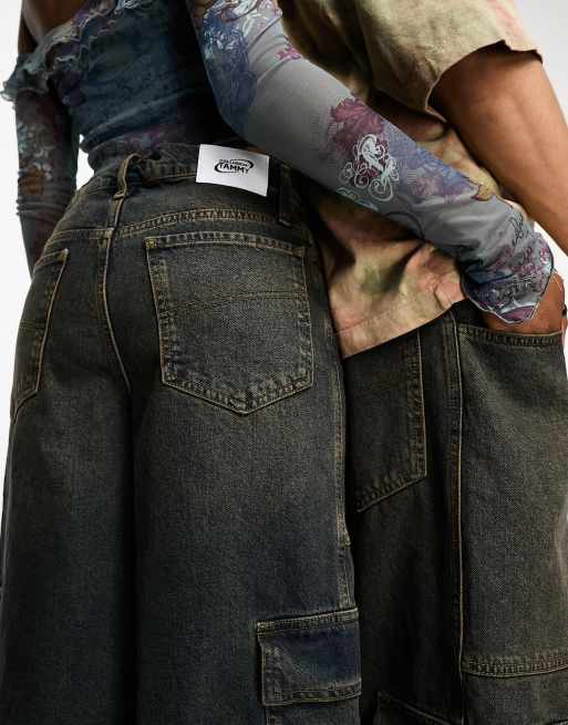COLLUSION x TAMMY unisex oversized utility shorts in acid wash | ASOS