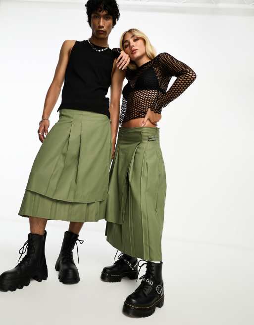 Green pleated skirt asos hotsell