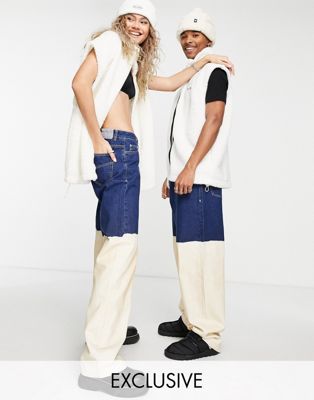 COLLUSION x000 Unisex 90s straight leg jeans in dip dye wash