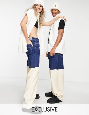 COLLUSION x000 Unisex 90s straight leg jeans in dip dye wash - ASOS Price Checker