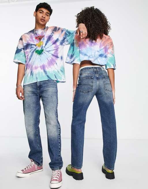 COLLUSION x000 – Unisex – Jeans mit geradem Schnitt in Y2K-Waschung