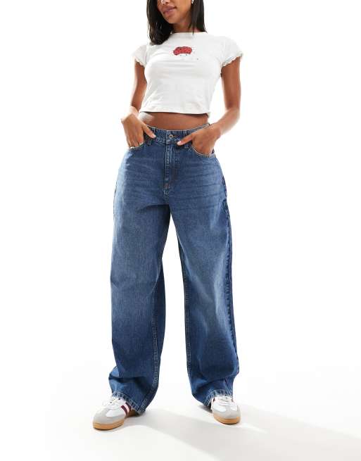 COLLUSION - x001 - Anti-fit jeans met midwash in blauw