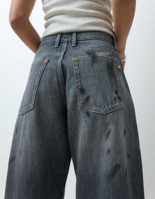 COLLUSION X001 Anti-Fit-Jeans mit mittelhohem Bund und Grunge-Farbklecksen, 5 von 5