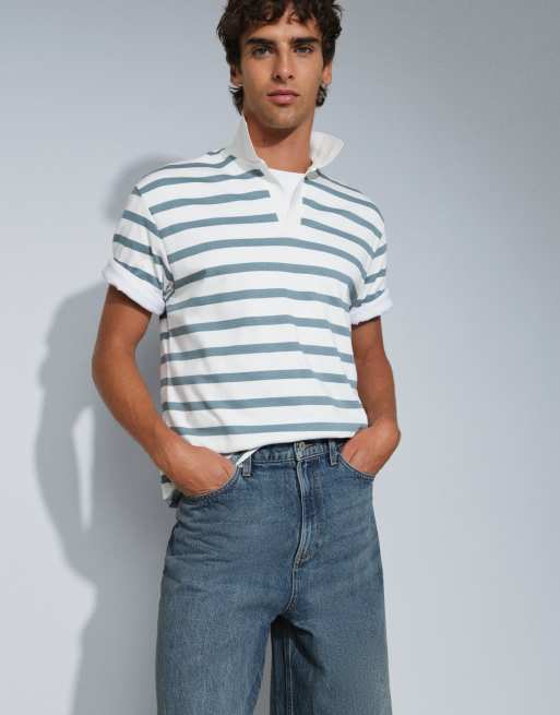 COLLUSION – X001 – Antifit-Jeans in blauer marmorierter Waschung mit mittelhohem Bund, 4 von 5