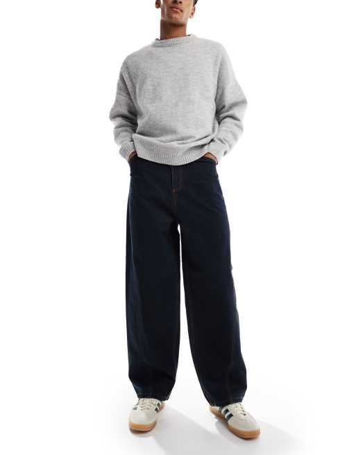 COLLUSION X001 antifit jeans in blue/black rinse wash