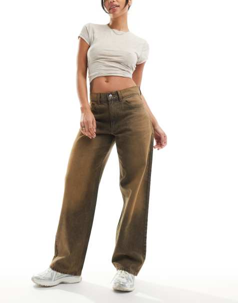 COLLUSION - X001 - Antifit jeans in bruine getinte wassing - view 1