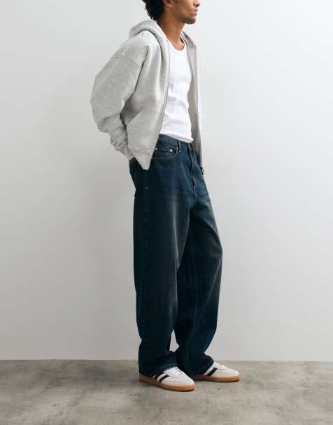 COLLUSION X001 antifit jeans in dark blue grunge wash - view 1