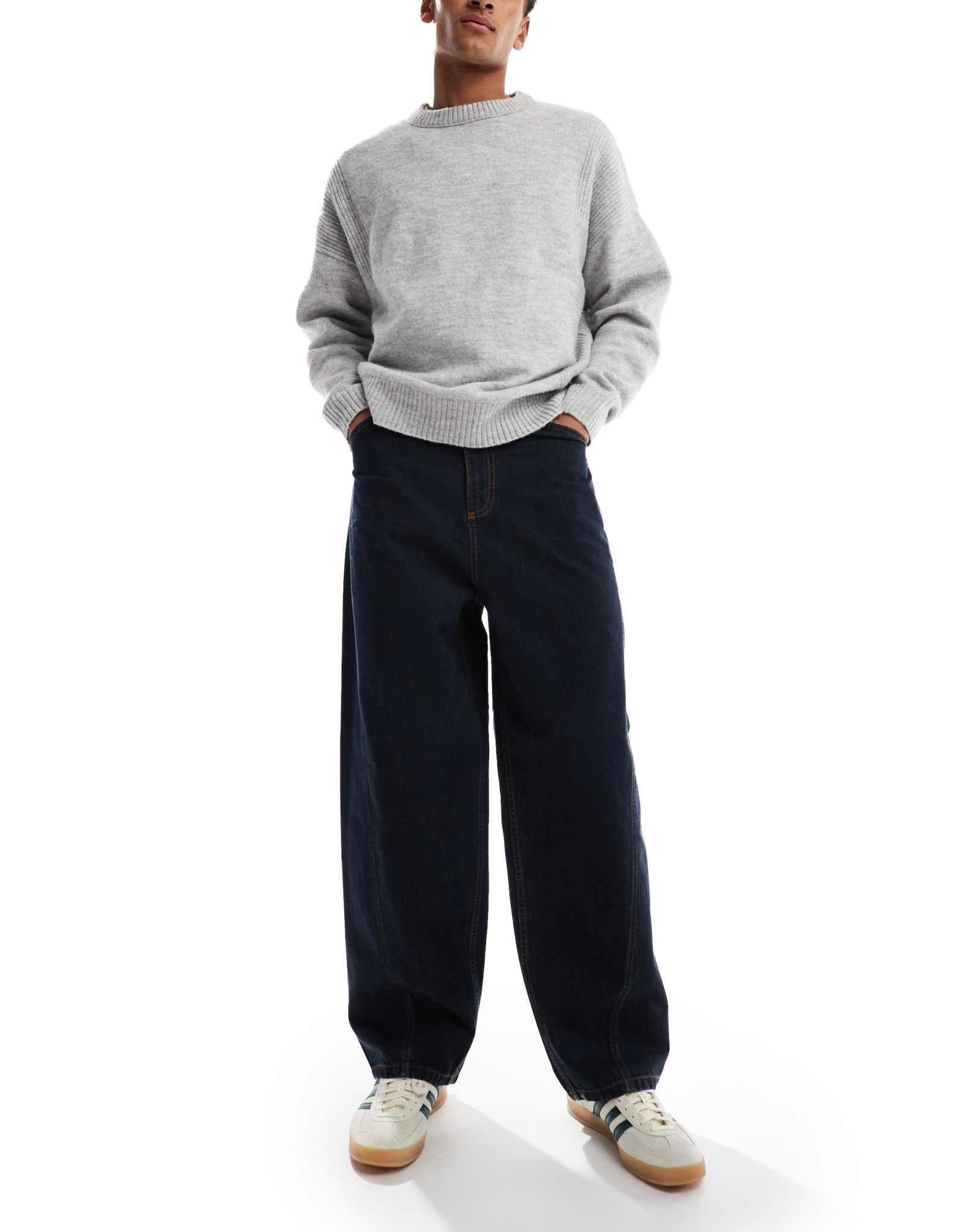 Джинсы COLLUSION X001 antifit темно-синего цвета с эффектом потертости после стирки