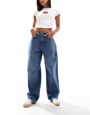 COLLUSION X001 antifit jeans in midwash-Blue