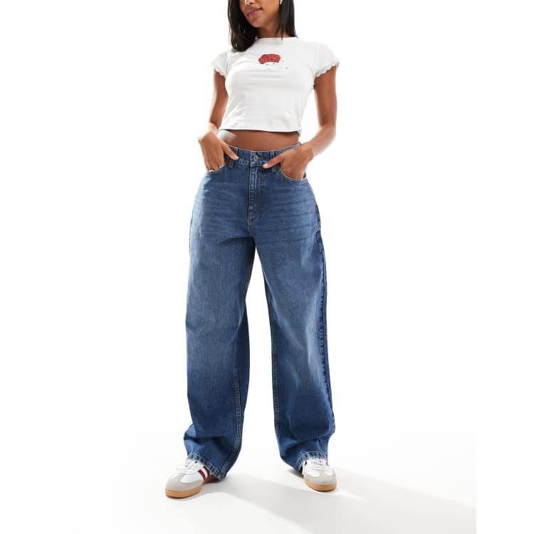 【KOOLOSET】Premium Maxi Wide Washed Denim Vibrant Denim Women's Medium Wash Metallic Wide Leg Denim
