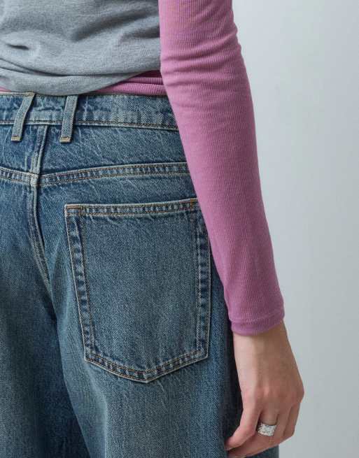 COLLUSION – X001 – Antifit-Jeans in mittlerem Marmorblau mit mittelhohem Bund, 3 von 5