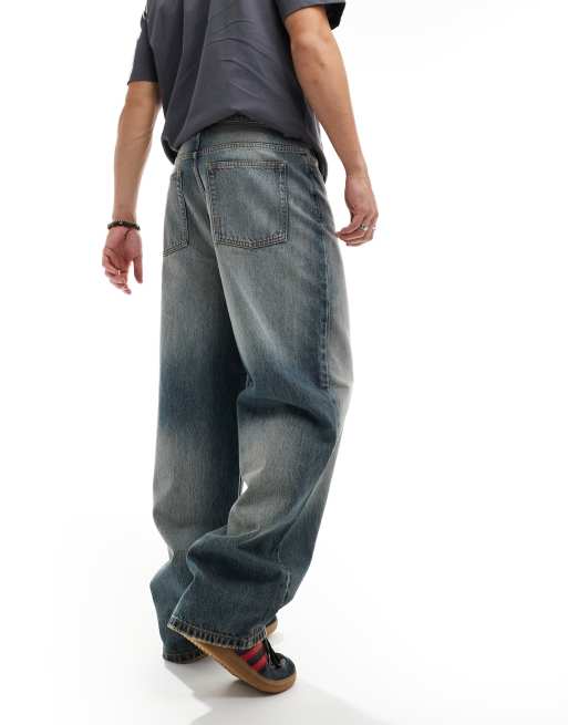 COLLUSION - X001 - Antifit jeans in stonewash blauw, 5 van 5