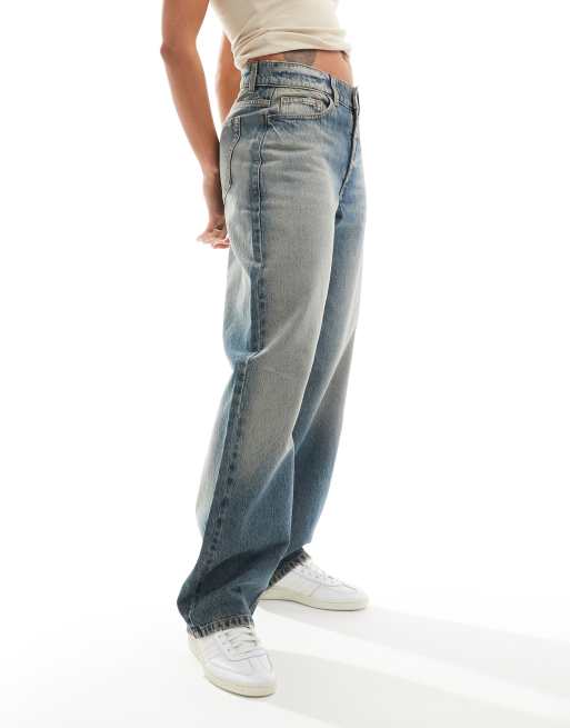 COLLUSION X001 antifit jeans in stonewash