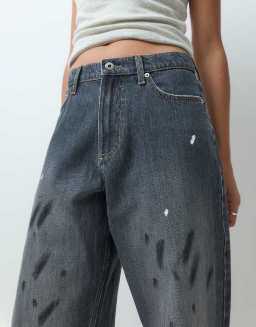 COLLUSION X001 antifit-jeans med medelhög midja i grunge paint splash, 4 av 5