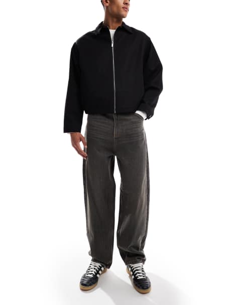 COLLUSION - X001 - Antifit jeans met detailnaad in antracietgrijs met dirty wash - view 1