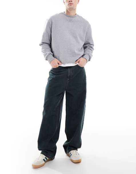 COLLUSION - X001 - Antifit jeans met halfhoge taille en donkergroene wassing - view 1