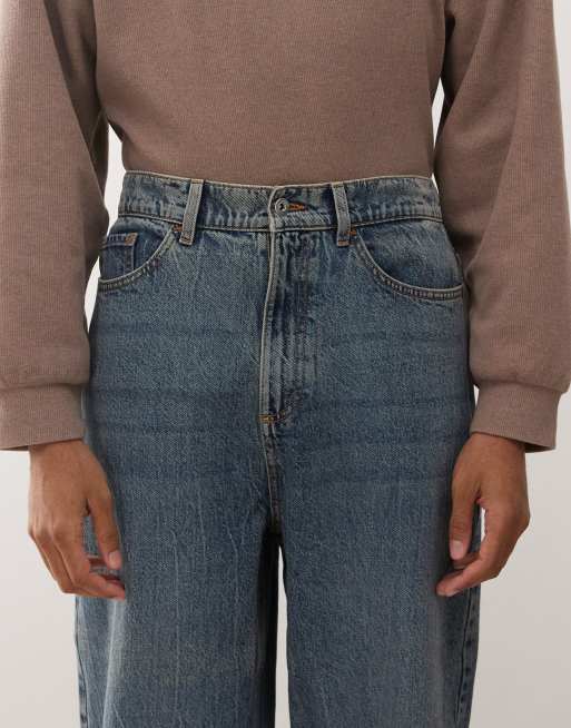 COLLUSION - X001 - Antifit jeans met halfhoge taille en wassing in middenblauw, 5 van 5