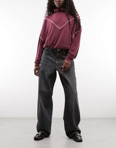 COLLUSION X001 antifit jeans met halfhoge taille in grijs-groene wassing - view 1