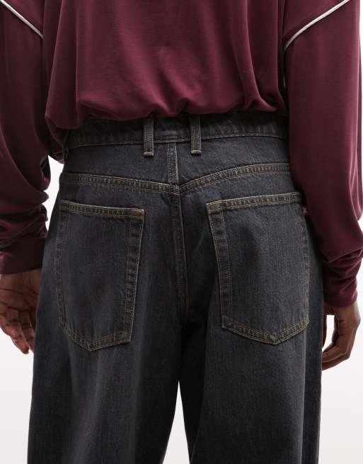 COLLUSION X001 antifit jeans met halfhoge taille in grijs-groene wassing, 4 van 5