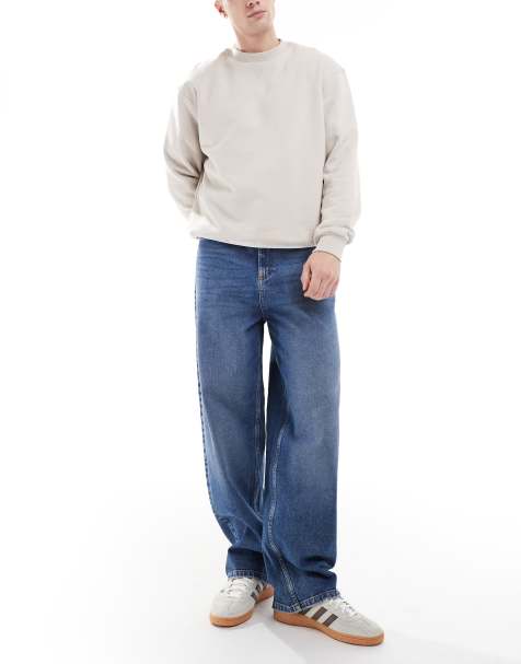 COLLUSION - X001 - Antifit jeans met halfhoge taille in middenblauw - view 1