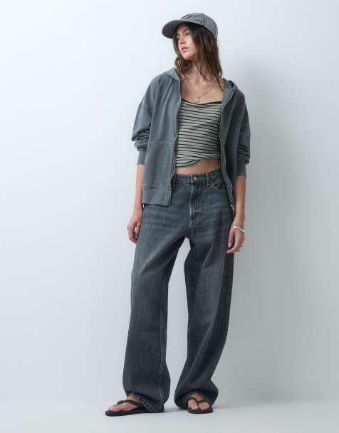 COLLUSION X001 antifit mid rise jean in grey green wash - view 1