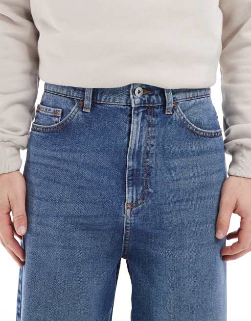 COLLUSION X001 antifit mid rise jean in mid blue, 5 of 5