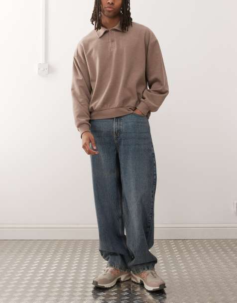 COLLUSION X001 antifit mid rise jeans in blue marble wash - view 1