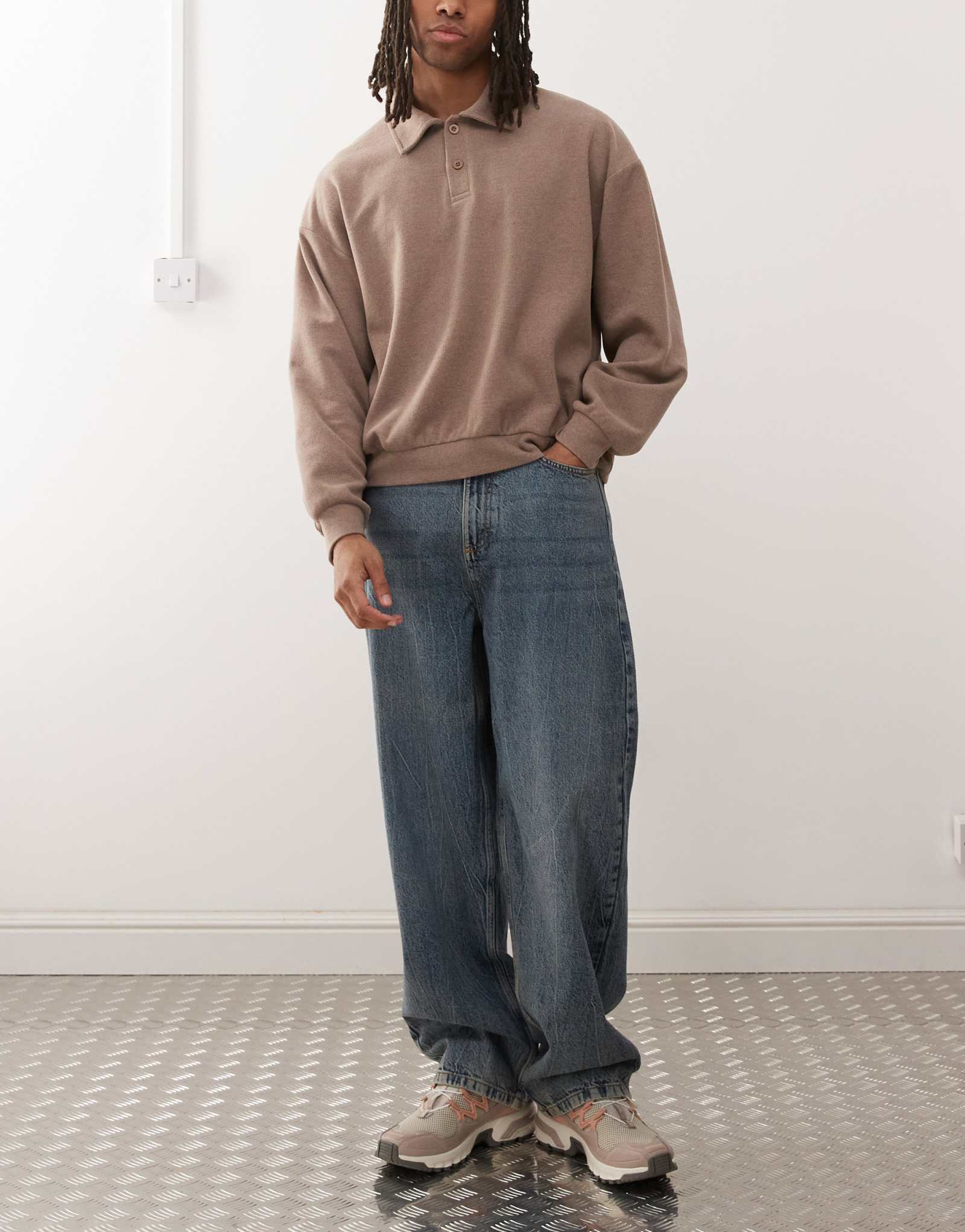 Джинсы средней посадки COLLUSION X001 antifit синего мраморного цвета