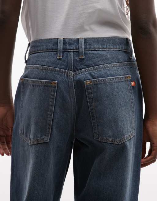 COLLUSION X001 antifit mid-rise jeans in dip dye grunge wash, 4 of 5