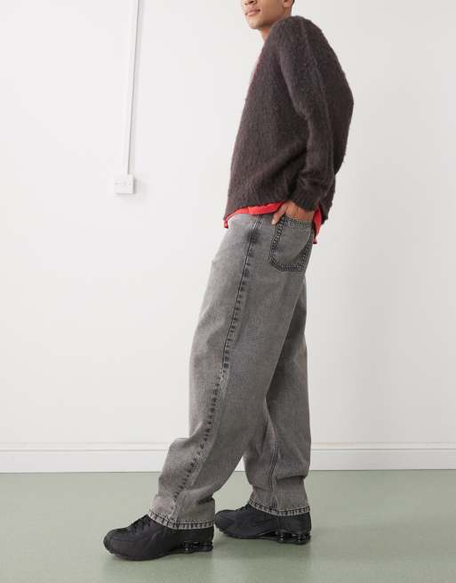 COLLUSION X001 - Grå forvaskede antifit jeans med mellemhøj talje