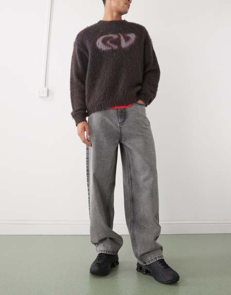 COLLUSION X001 antifit mid rise jeans in grey wash - view 1