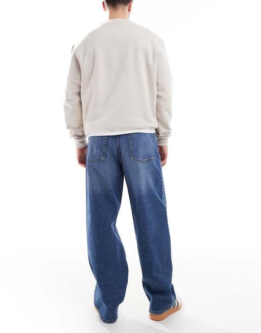 COLLUSION X001 antifit mid rise jeans in mid blue, 2 of 5