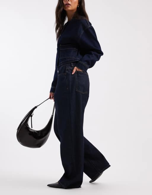 COLLUSION antifit mid rise jeans in rinse