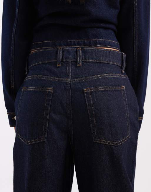 COLLUSION antifit mid rise jeans in rinse