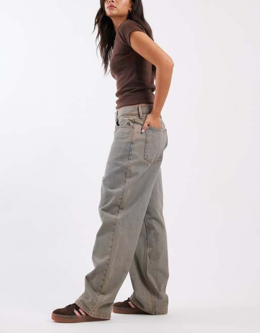 COLLUSION – X001 – Bruna, tvättade antifitjeans med medelhög midja, 2 av 5