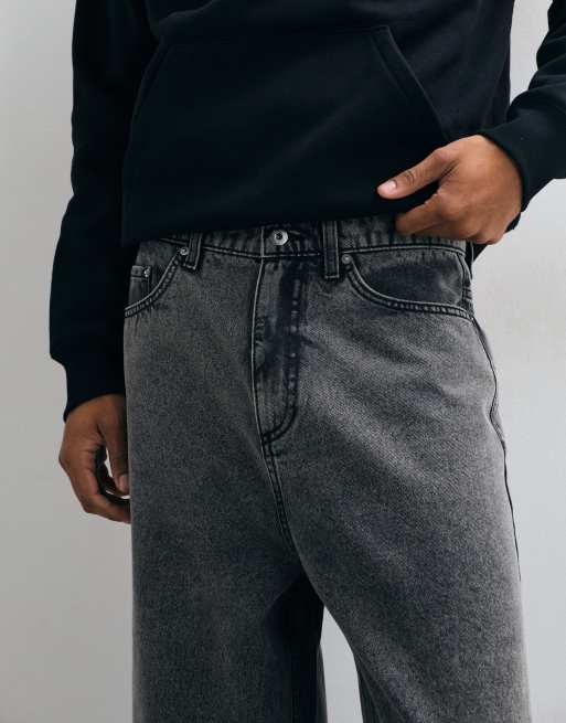 COLLUSION – X001 – Grå, tvättade jeans med medelhög midja och antifit-passform, 2 av 5