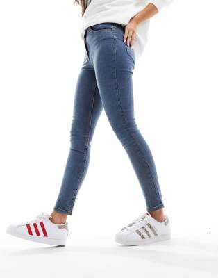 Collusion X001 High Rise Skinny Jeans In Darkwash-blue