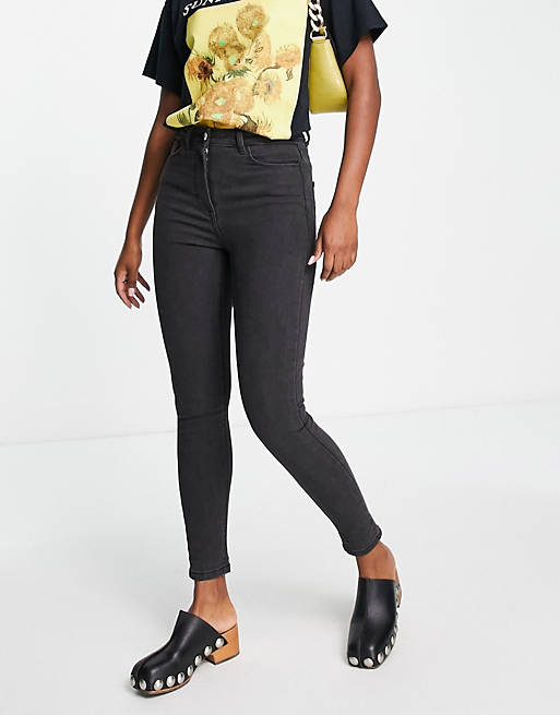  COLLUSION x001 high waist skinny jeans in black 