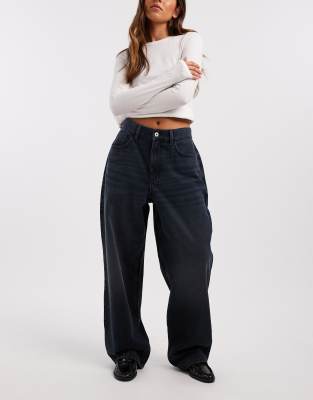 COLLUSION X001 - Jean coupe fantaisie à taille mi-haute - Bleu marine