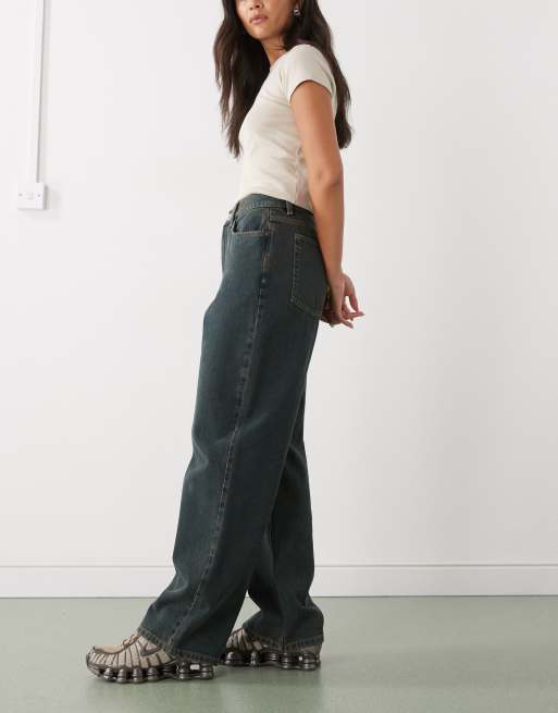 COLLUSION X001 - Jean coupe fantaisie à taille mi-haute - Vert délavé, 2 de 5
