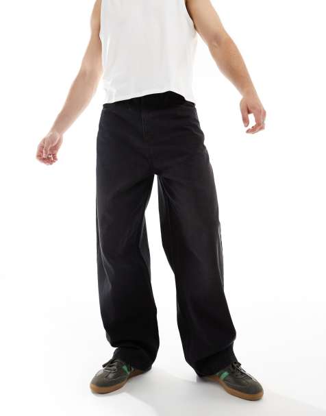 COLLUSION x001 - Jeans a fondo ampio nero slavato antifit - view 1