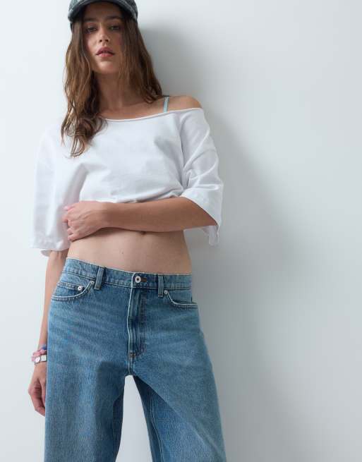 COLLUSION - X001 - Jeans antifit a vita medio alta con dettagli invecchiati anni '90, 4 di 5