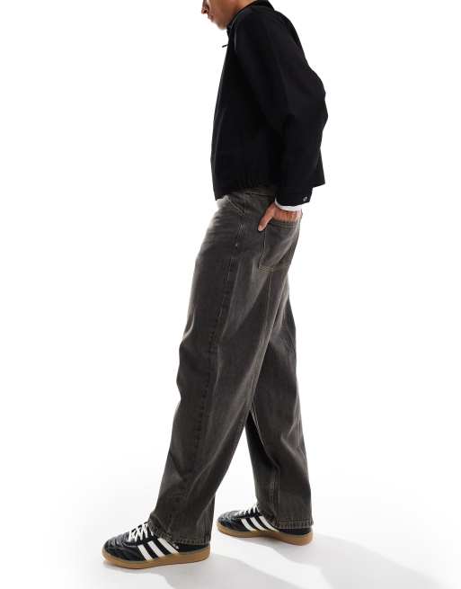 COLLUSION - X001 - Jeans antifit lavaggio antracite sporco con cuciture, 2 di 5