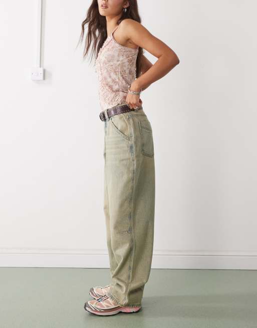 COLLUSION - X001 - Jeans antifit lavaggio chiaro effetto sporco, 2 di 5