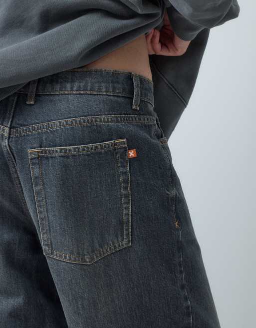 COLLUSION X001 jeans antifit ze średnim stanem w szaro-zielonym odcieniu, 5 z 5
