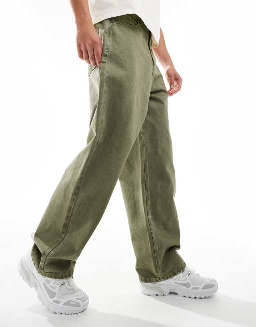 COLLUSION - x001 - Kakifarvede jeans med antifit-pasform, 3 af 5