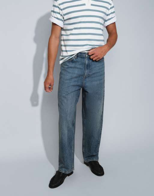 COLLUSION – X001 – Mellanblå jeans i antifit-modell med medelhög midja och tvättad finish, 2 av 5